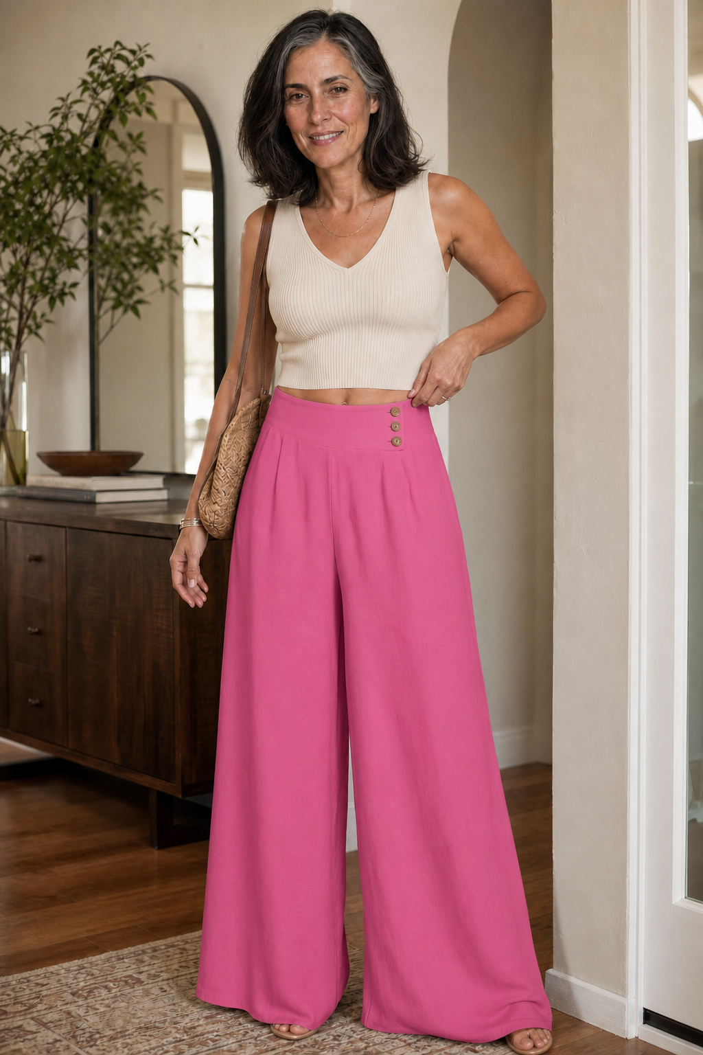 Draperie – High-Waisted Pleated Wide-Leg Trousers