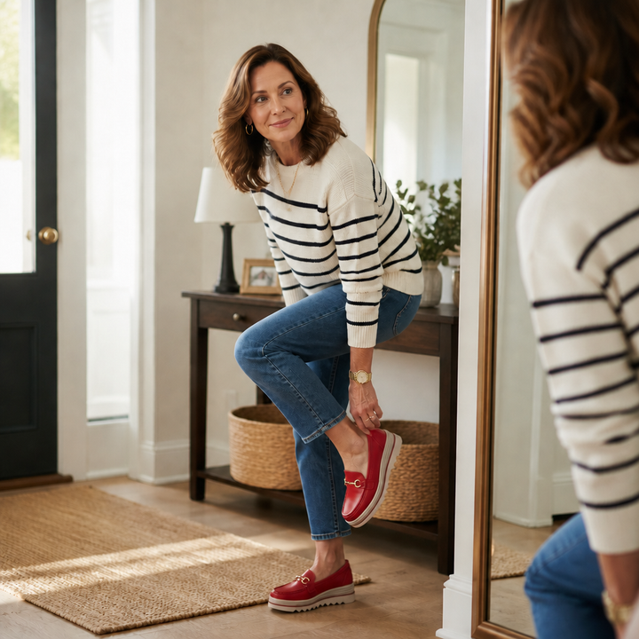 Clarelle – Steel-look Clasp Lug Sole Loafers
