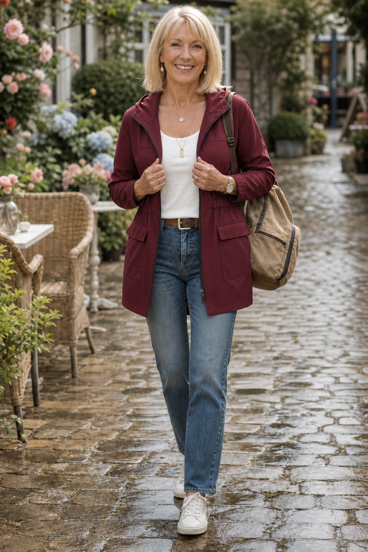 Rainette – Drawstring Waist Hooded Rain Jacket