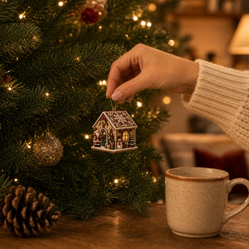 Hearthglint – 3D Wooden Diamond Painting Christmas House Kit