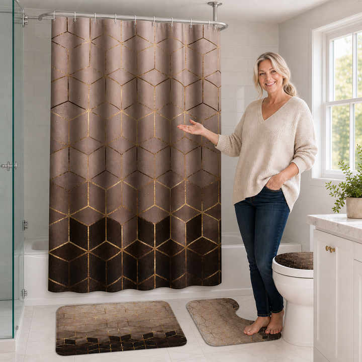 Marbella – Marble Print Waterproof Shower Curtain Set