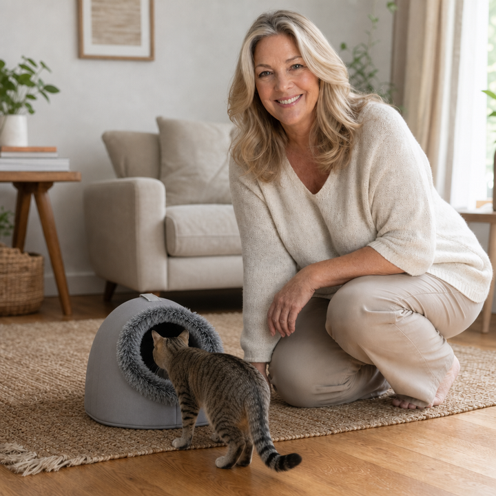 Denwarm – Enclosed Foam Dome Cave Pet Bed