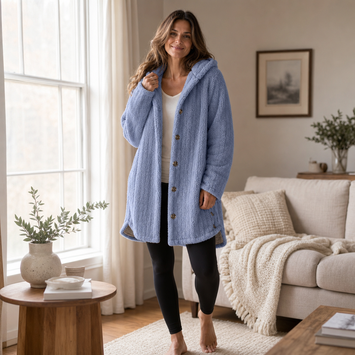 Wearbella – Hooded Button-Up Chunky Knit Cardigan