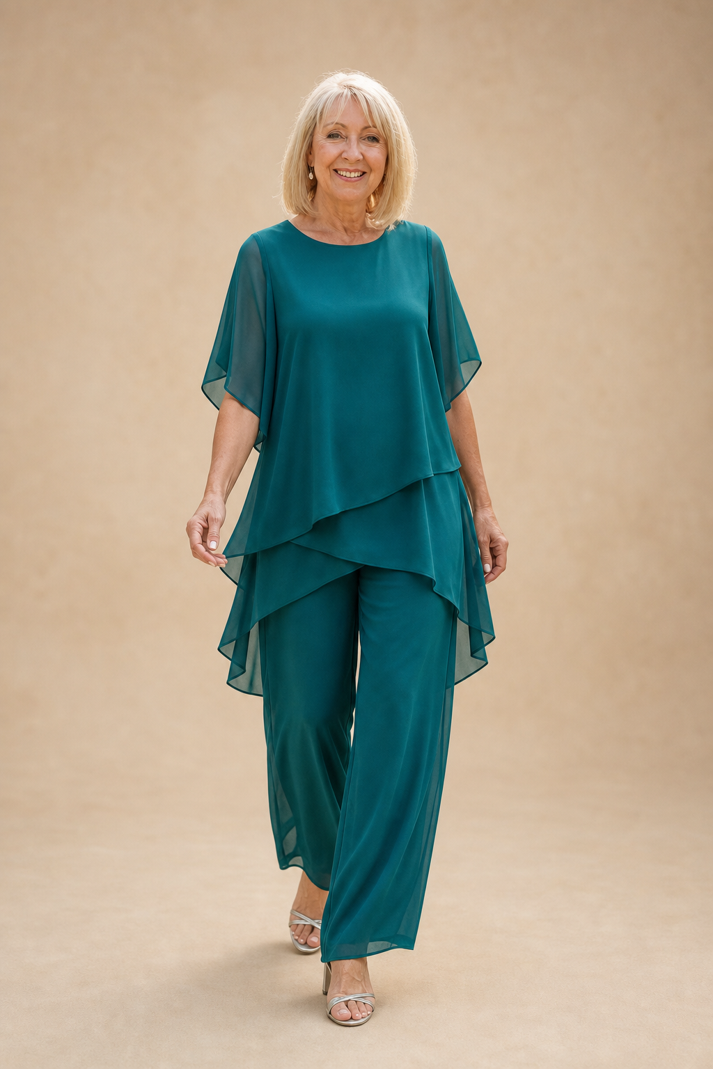 Wearbella – Draped Asymmetric Top And Wide-Leg Trouser Set
