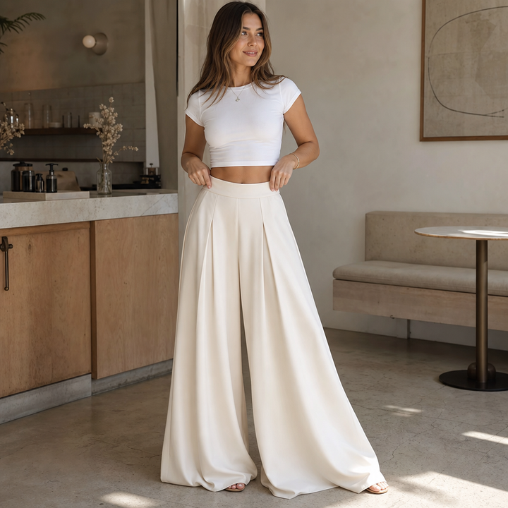 Pleat & Poise – High-Rise Pleated Wide-Leg Trousers