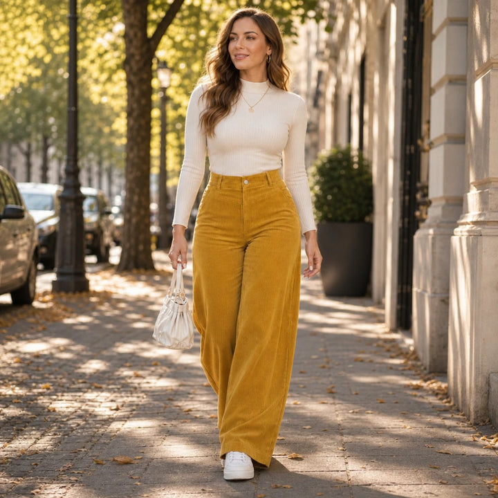 Cordelia – High-Waisted Wide-Leg Corduroy Trousers