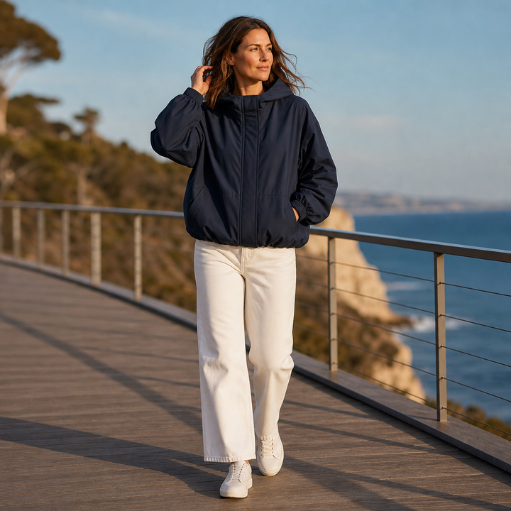 Veluna – Sculpted Balloon-Hem Lightweight Windbreaker