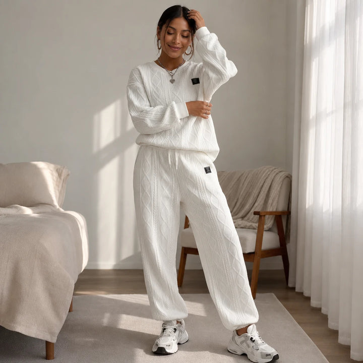 Cablea – Cable-Knit Sweater And Jogger Set