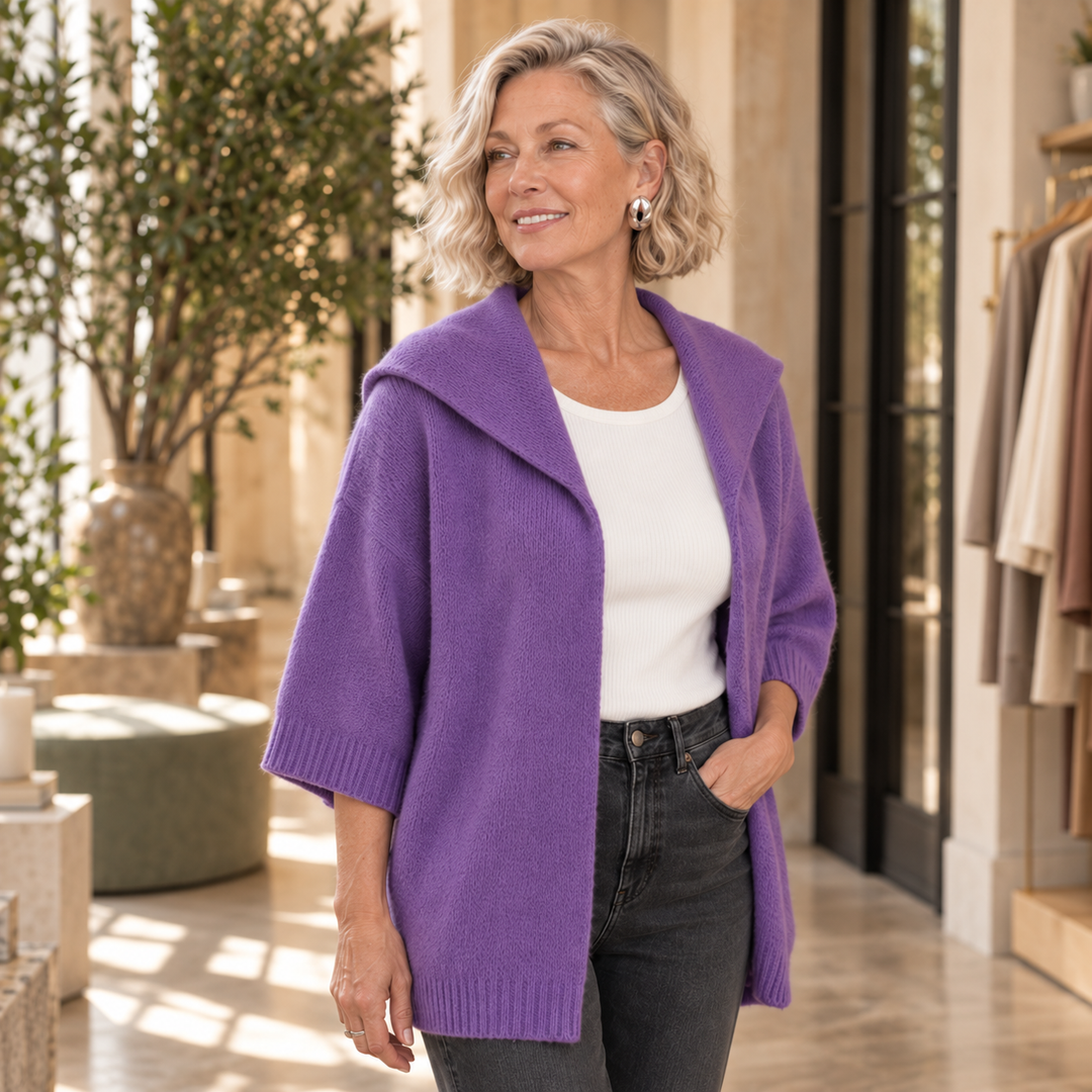 Velmora – Hooded Open-Front Batwing Knit Cardigan