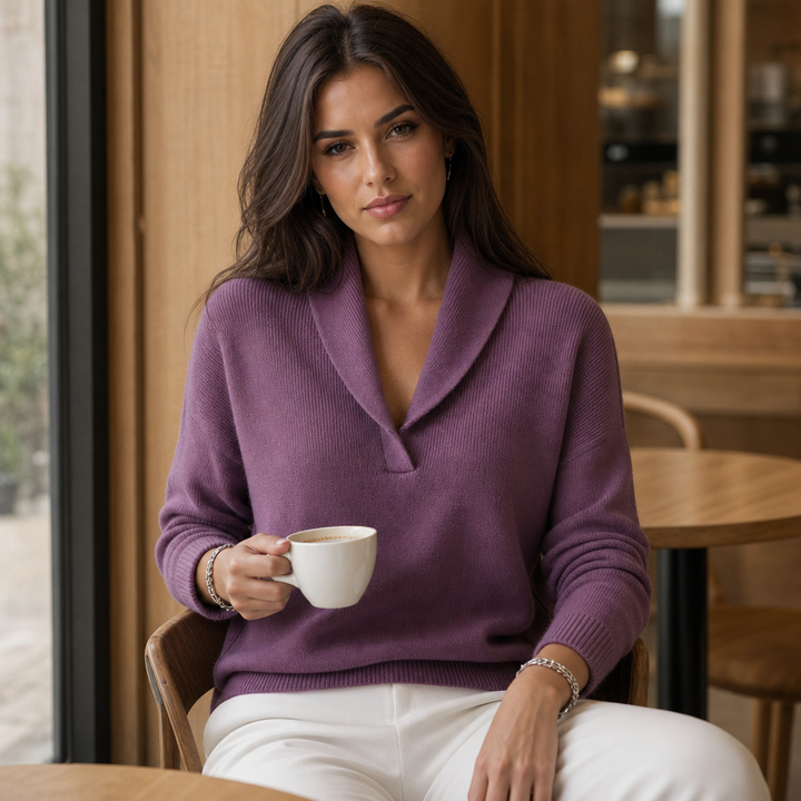 Wrapstead – Shawl Collar Ribbed Knit Pullover Sweater