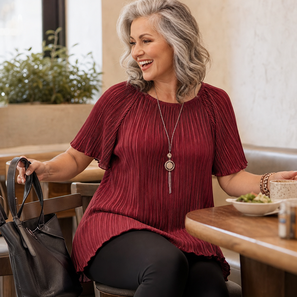 Wearbella – Pleated Wide-Fit Button-Up Blouse