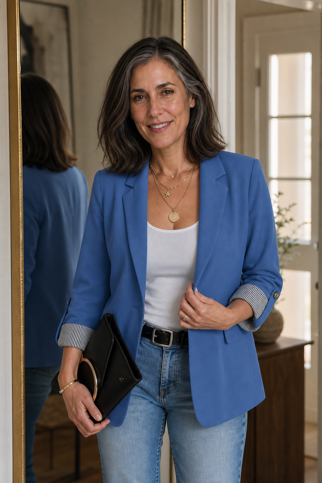 Cuffley – Striped-Cuff Roll-Sleeve Tailored Blazer