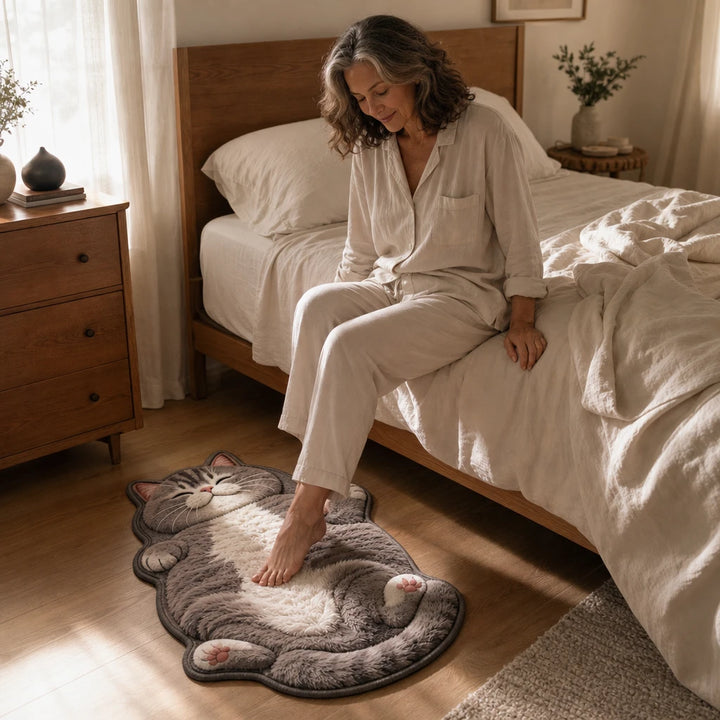 Dozy Paws – Cat-Shaped Printed Area Rug
