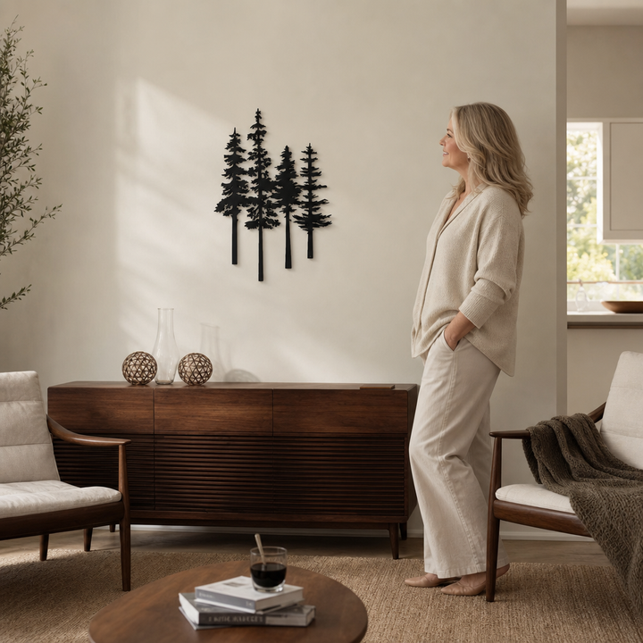 Duskgrove – Dimensional Pine Trees Metal Wall Art