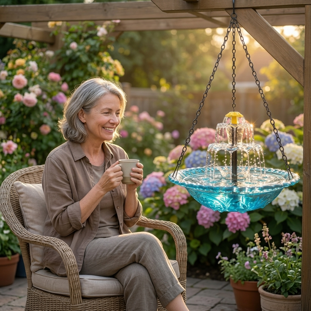 Solara - Solar Cascade Hanging Bird Fountain
