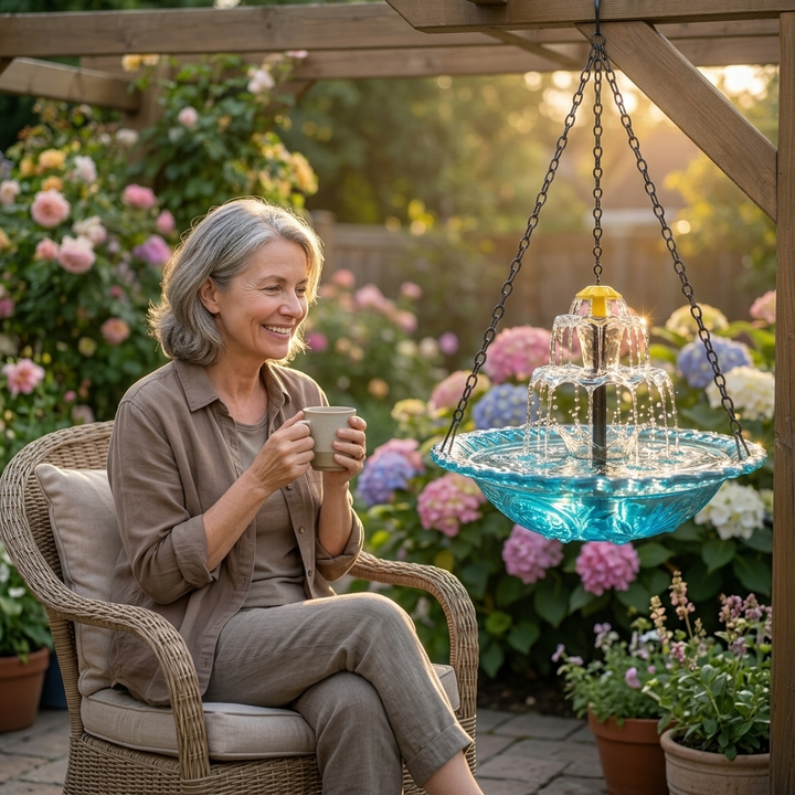 Solara - Solar Cascade Hanging Bird Fountain