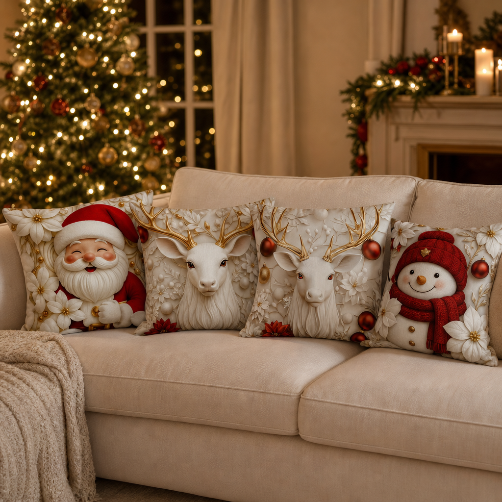 Hearthglow – Textured Linen Christmas Pillow Cover