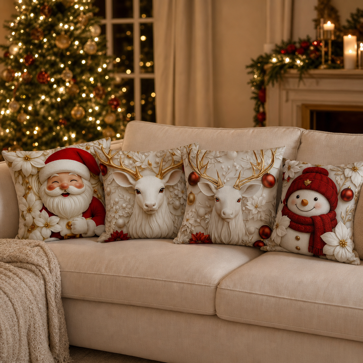 Hearthglow – Textured Linen Christmas Pillow Cover