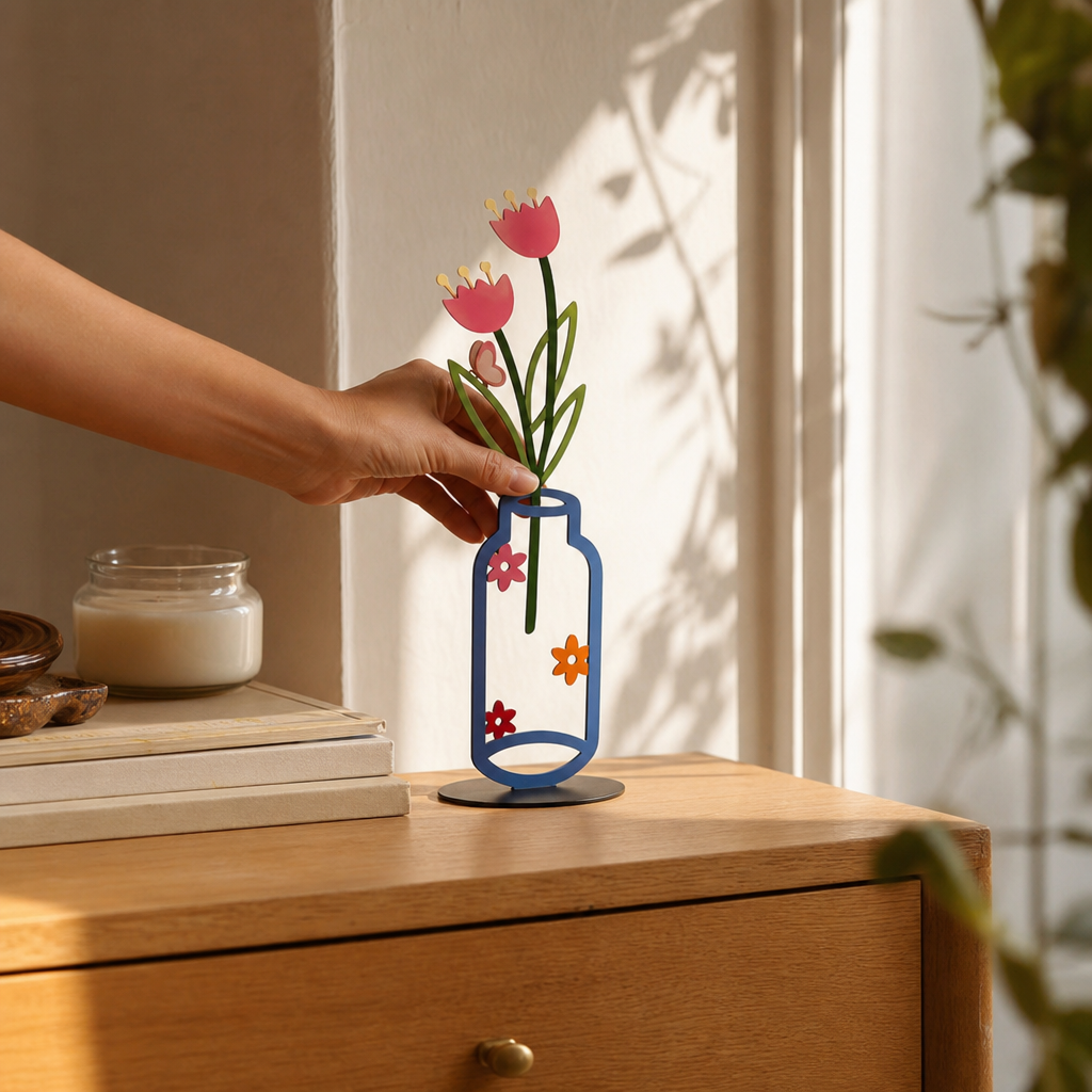 Florenza – Flat Metal Flower Vase Ornament