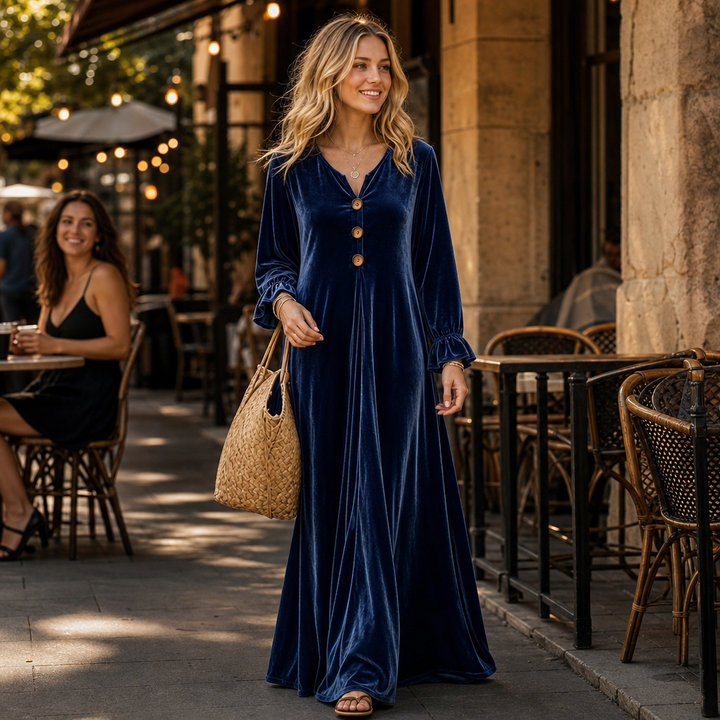 Veloura – Ruffled Sleeve Maxi Dress