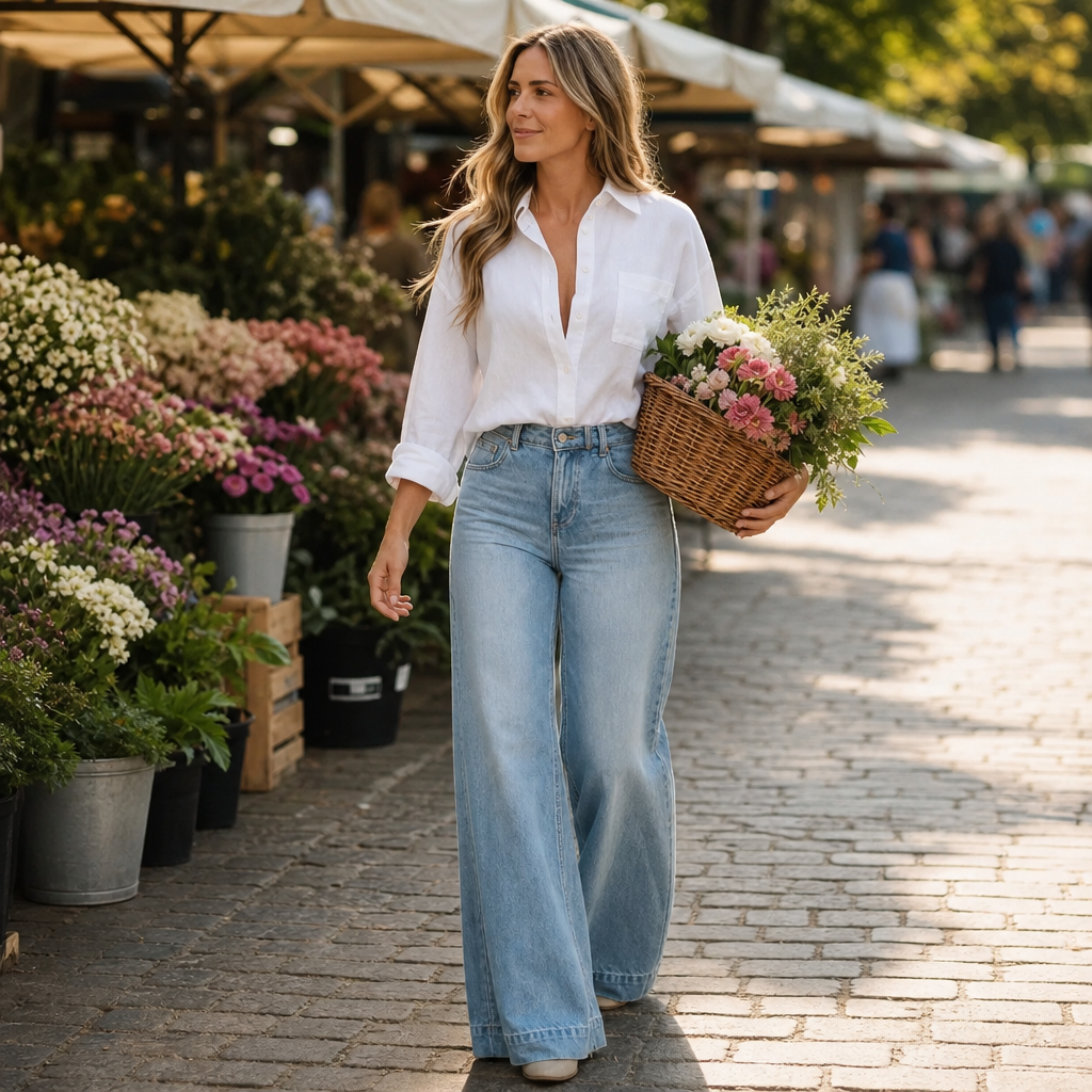 Lenglia – High-Rise Wide-Leg Vintage Wash Jeans