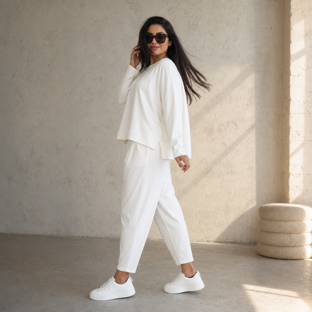 Wearbella – Pleated Wide-Leg Loungewear Set
