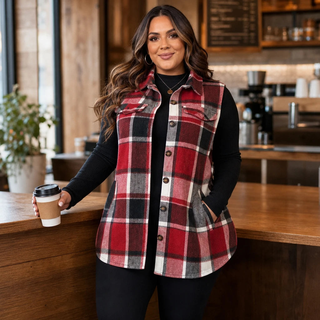 Plaidelle – Plaid Chenille Sleeveless Vest