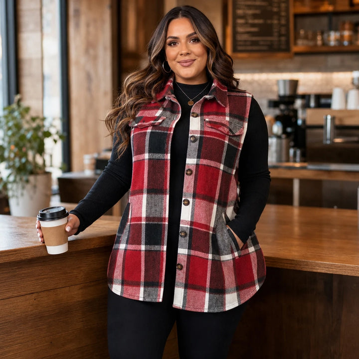 Plaidelle – Plaid Chenille Sleeveless Vest