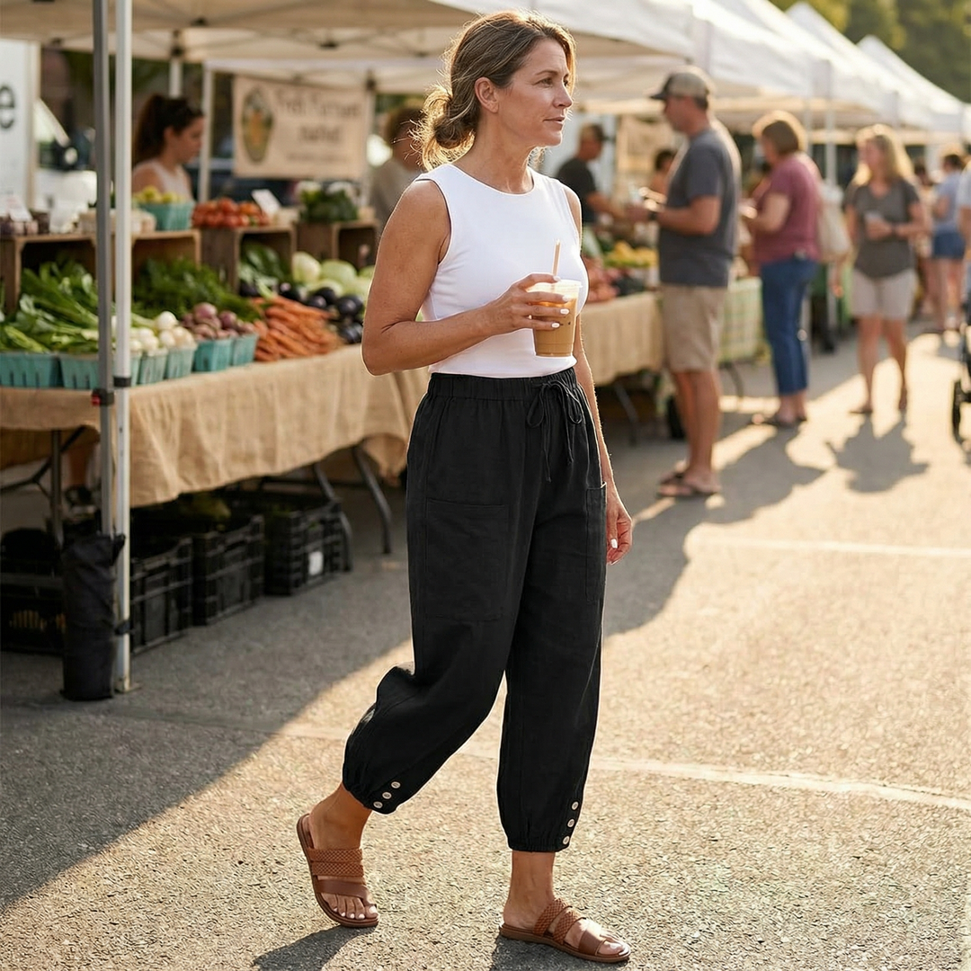 Breezlin™ – Lightweight Summer Capris with Button Hem