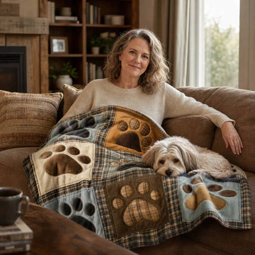 Pawhaven – Paw Print Flannel Throw Blanket