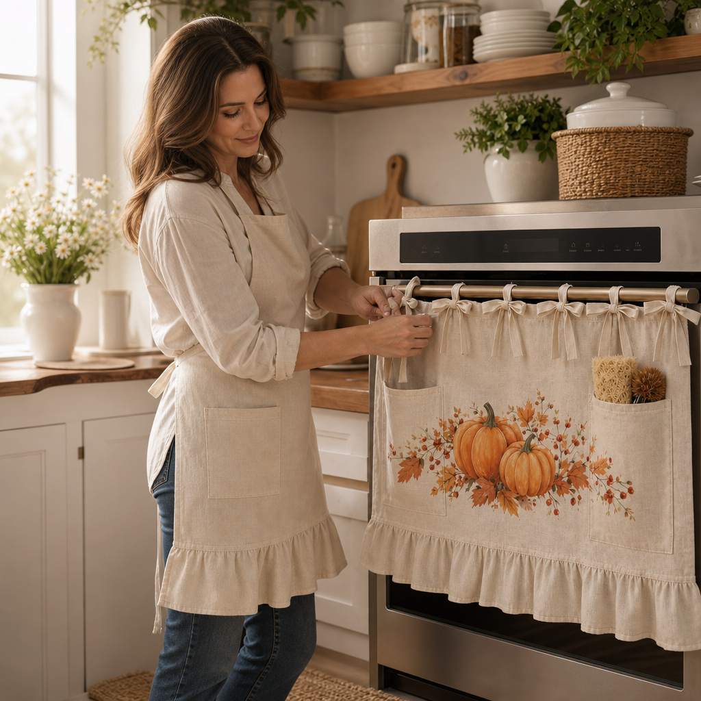Hearth & Hem – Pumpkin Ruffled Kitchen Handle Skirt