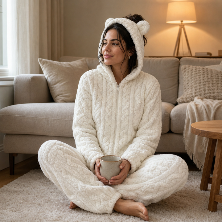 Cubwarm – Cable-Knit Hooded Bear Onesie