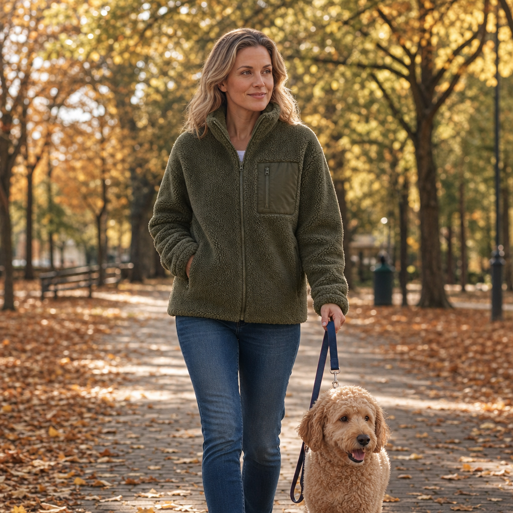 Veluna – Fleece-Look Zip-Up Winter Jacket