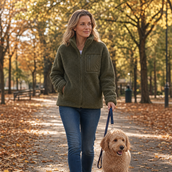 Veluna – Fleece-Look Zip-Up Winter Jacket