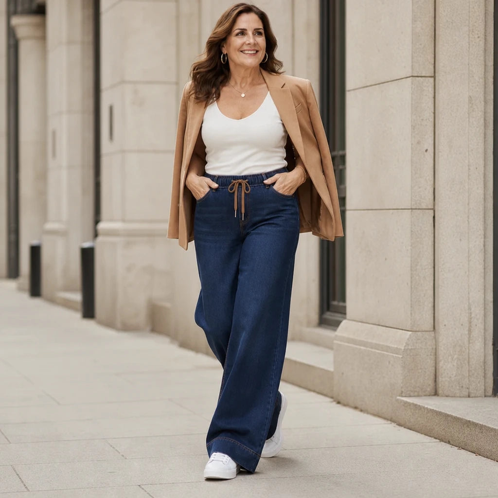 Tielora – Drawstring Waist Wide-Leg Jeans