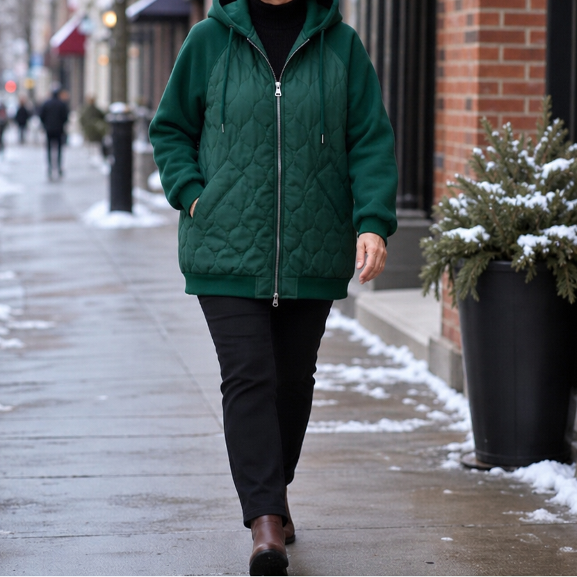 Wearbella – Spliced Quilted Hooded Puffer Jacket
