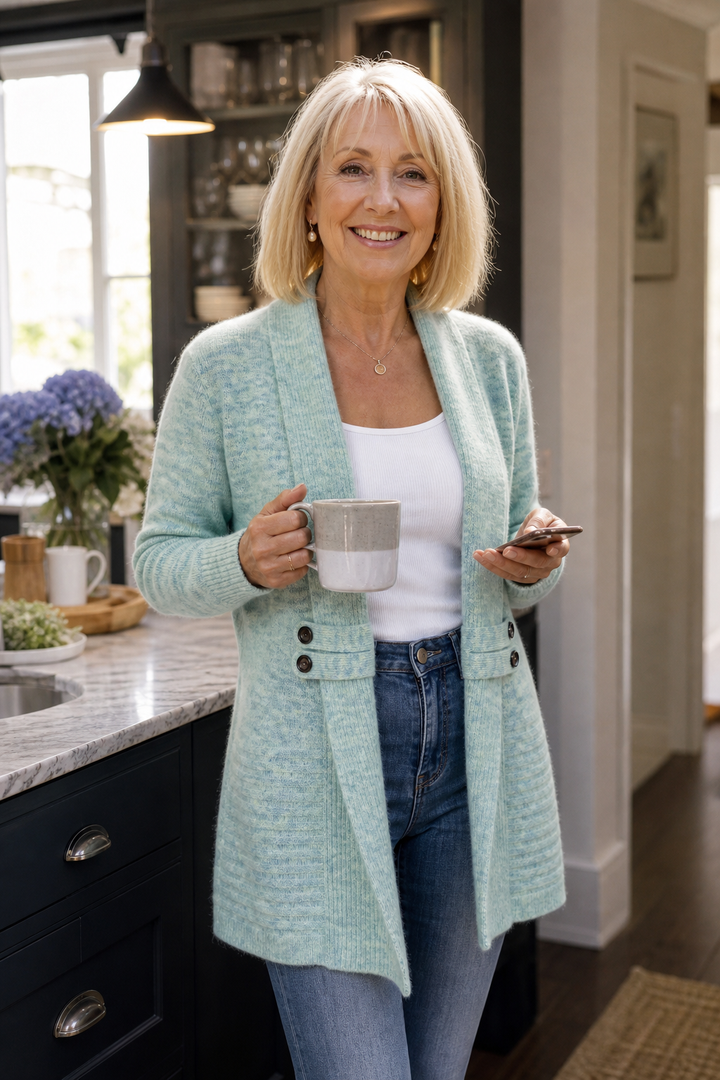 Wearbella – Double-Breasted Belted Knit Cardigan