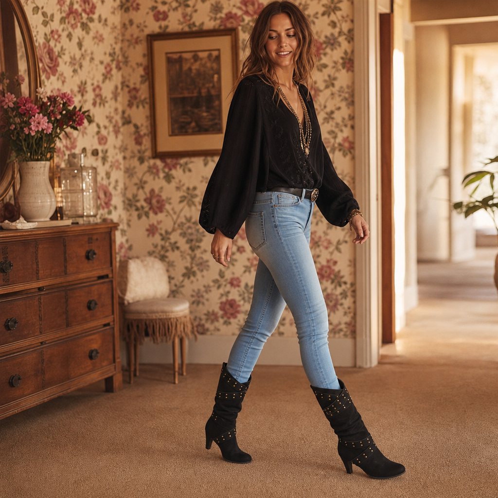 Rivella – Studded Slouch Knee-High Boots