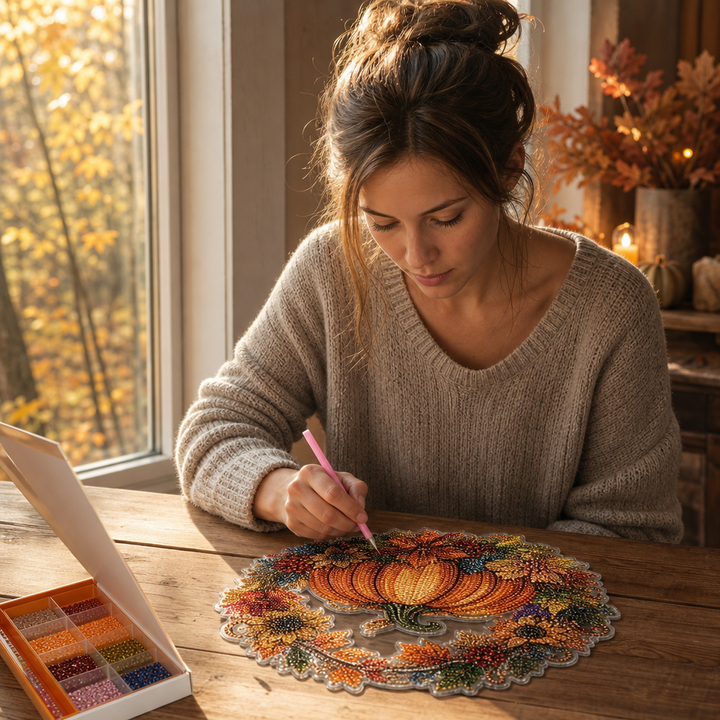 Glimmerwreath – Pumpkin & Floral Diamond Painting Wreath Kit