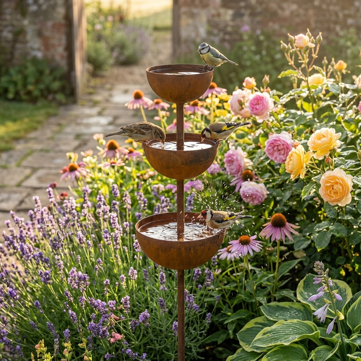 Birdwell – Rustic Copper Bird Bath Garden Stake