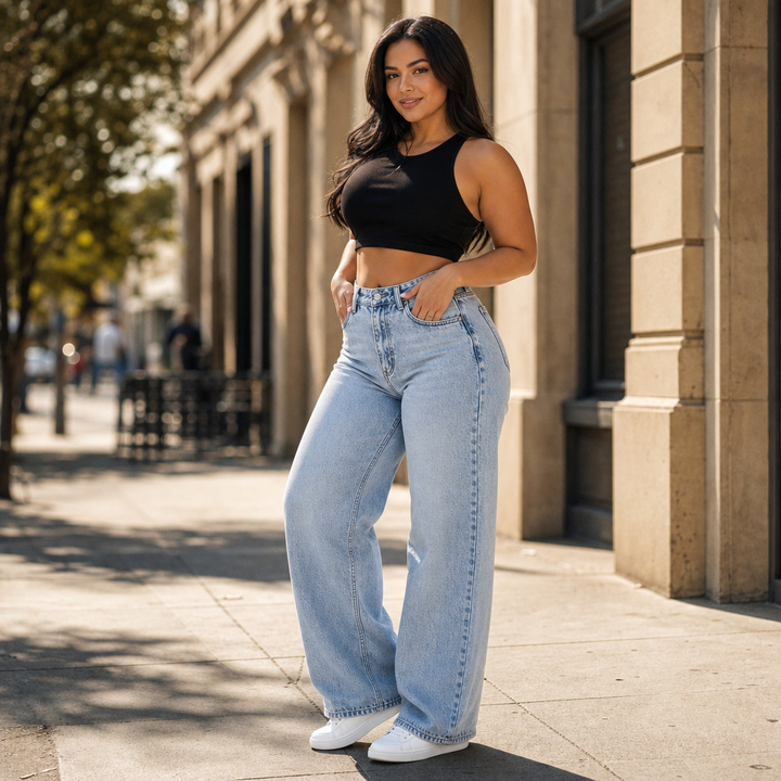 Vela Denim – High-Rise Relaxed Straight-Leg Jeans