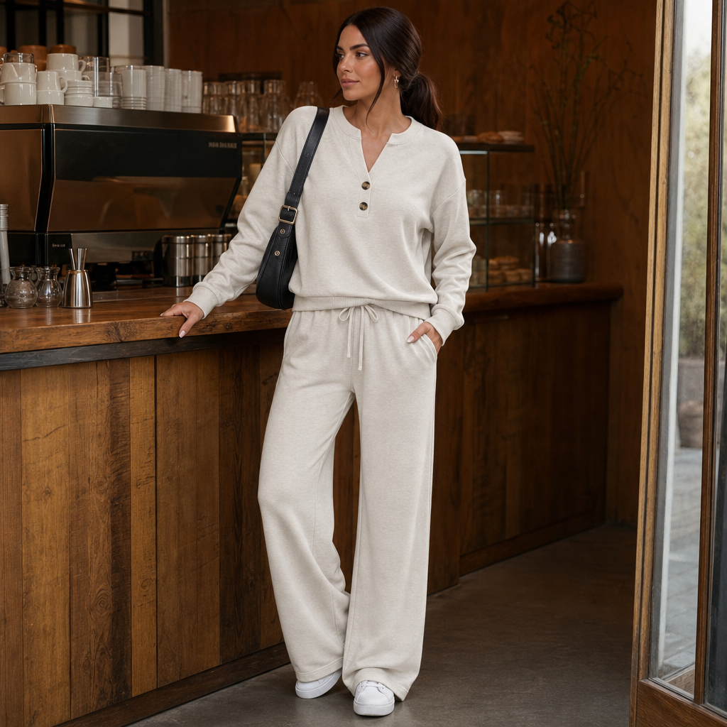 Wearlyn – Henley Wide-Leg Two-Piece Lounge Set