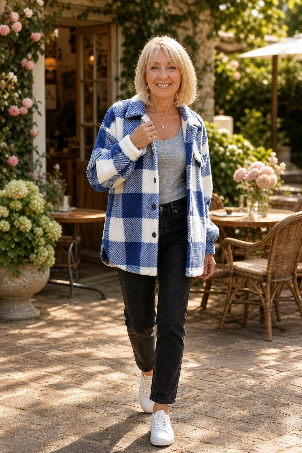 Wearbella – Checked Button-Front Overshirt Jacket
