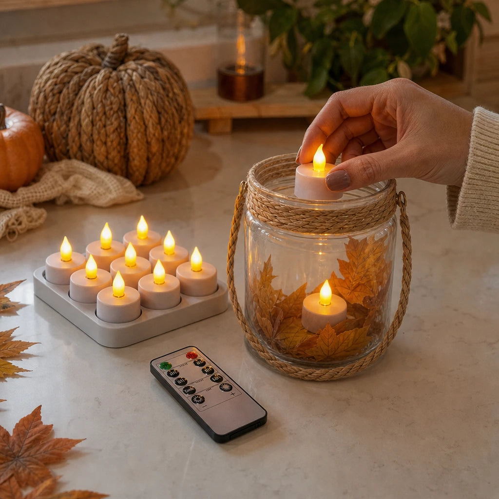 Glowlet – Warm Flame-Shaped LED Tea Light Candles (12-Pack)