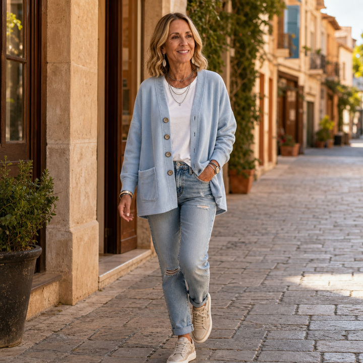 Corduvale – Vertical-Wale Corduroy Open-Front Cardigan