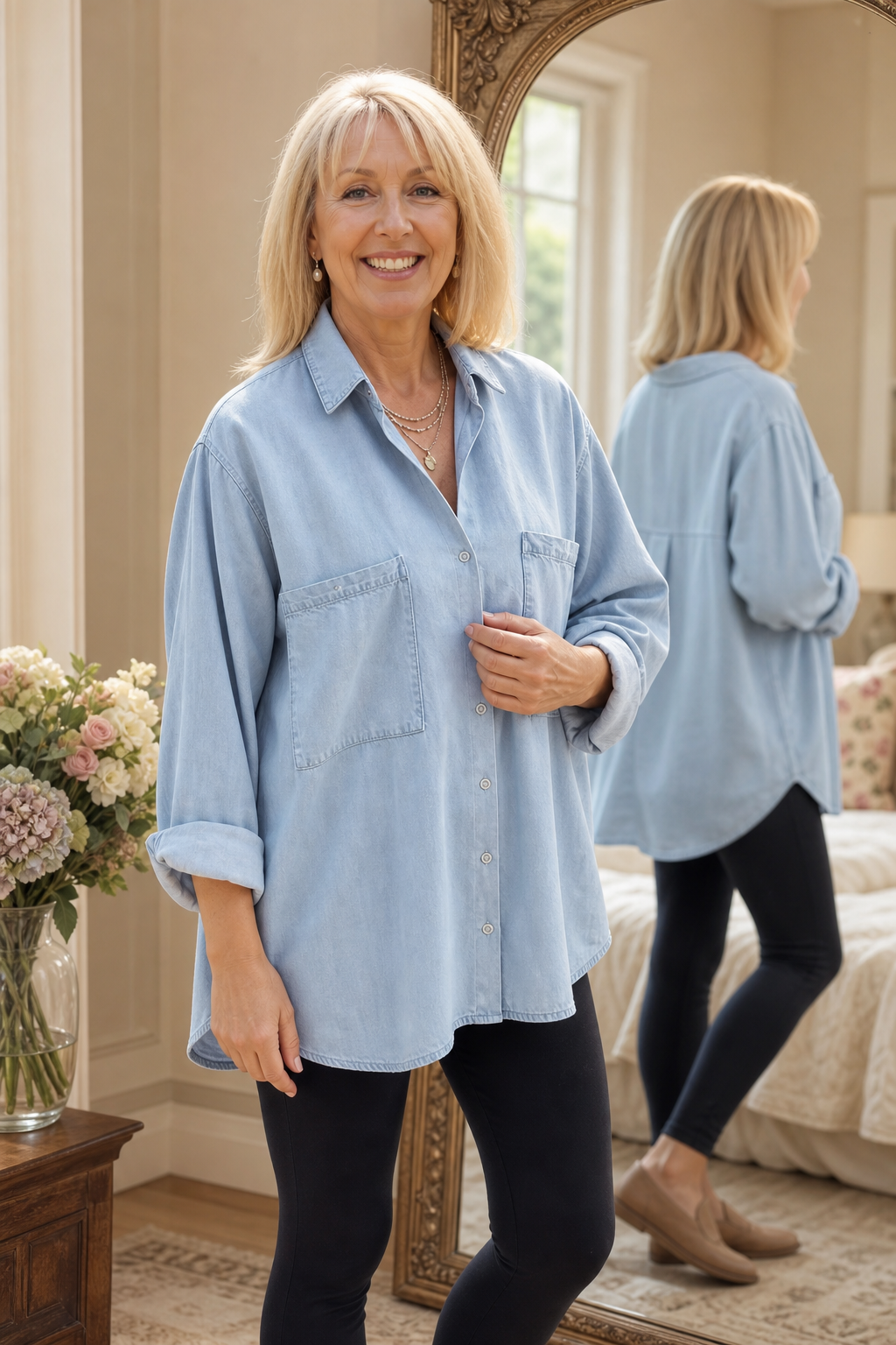 Wearbella – Oversized Soft Chambray Denim Shirt