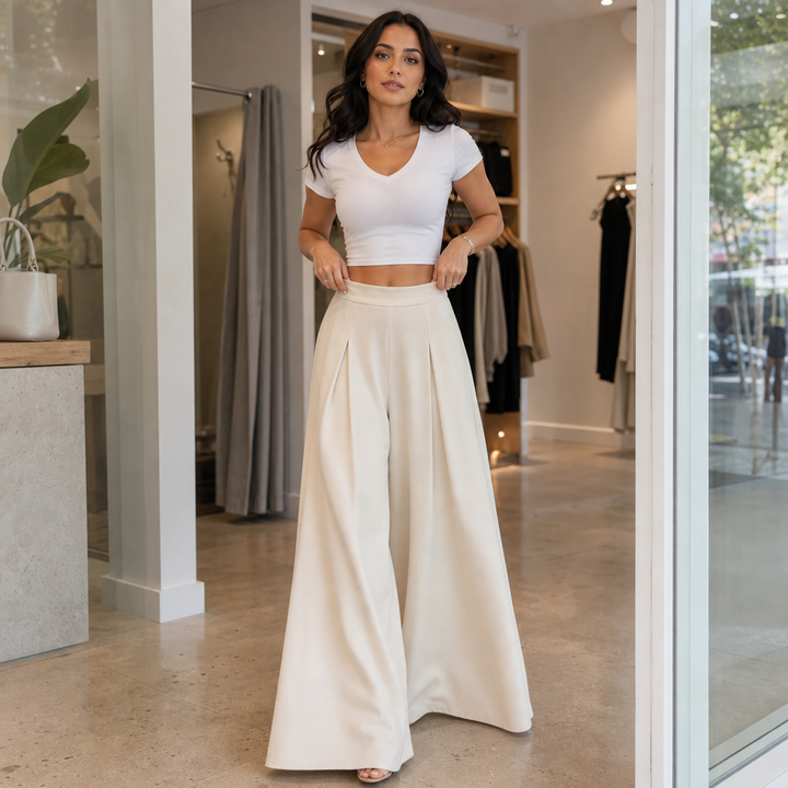 Velaform – High-Waisted Pleated Wide-Leg Trousers