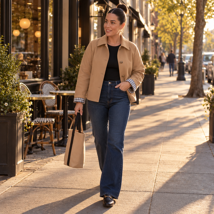 Wrenfield – Boxy Cropped Plaid-Lined Raglan Jacket