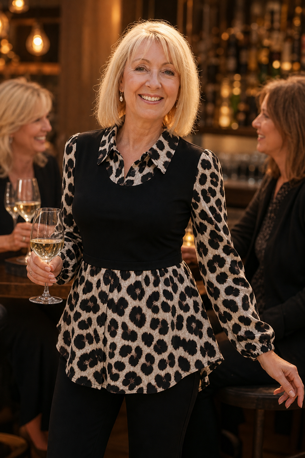 Wearbella – Color-Block Leopard Print Peplum Top
