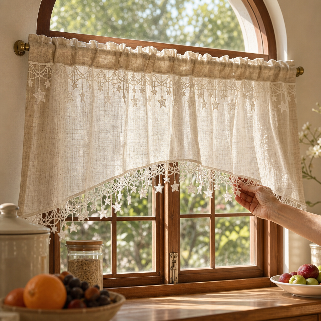 Starhollow – Scalloped Star-Lace Café Curtain